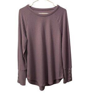 Chaser Waffle Knit Thermal Long Sleeve Top Purple Size XL